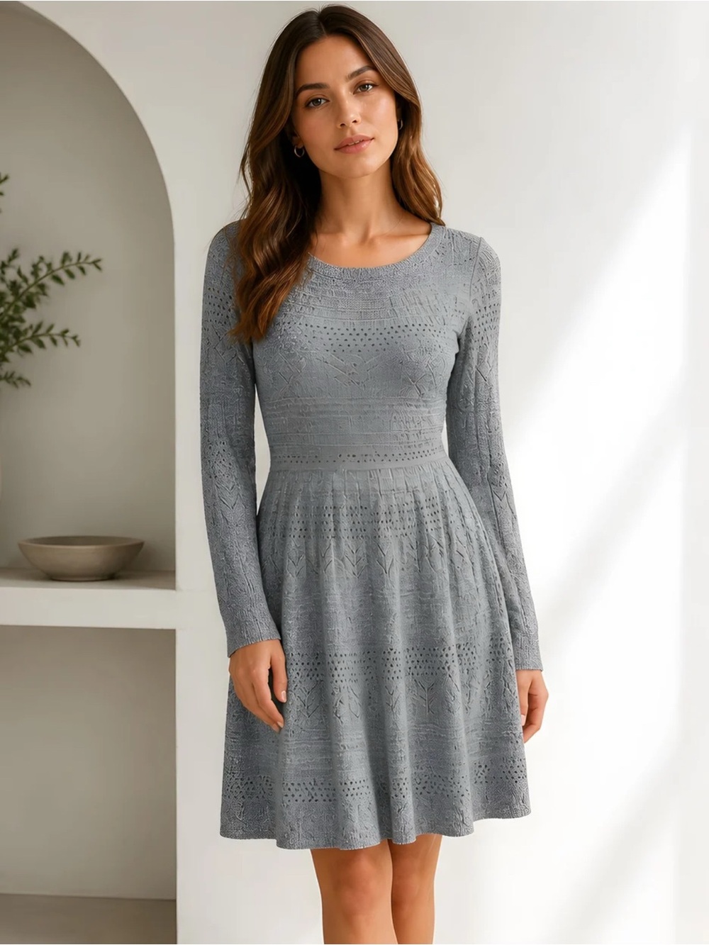 American Eagle Scoop-neck Sweater Dress Gray Size L